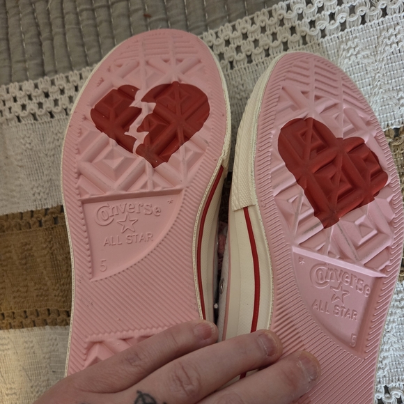 Converse Vintage White and Pink High-Top Sneakers - Picture 8 of 8